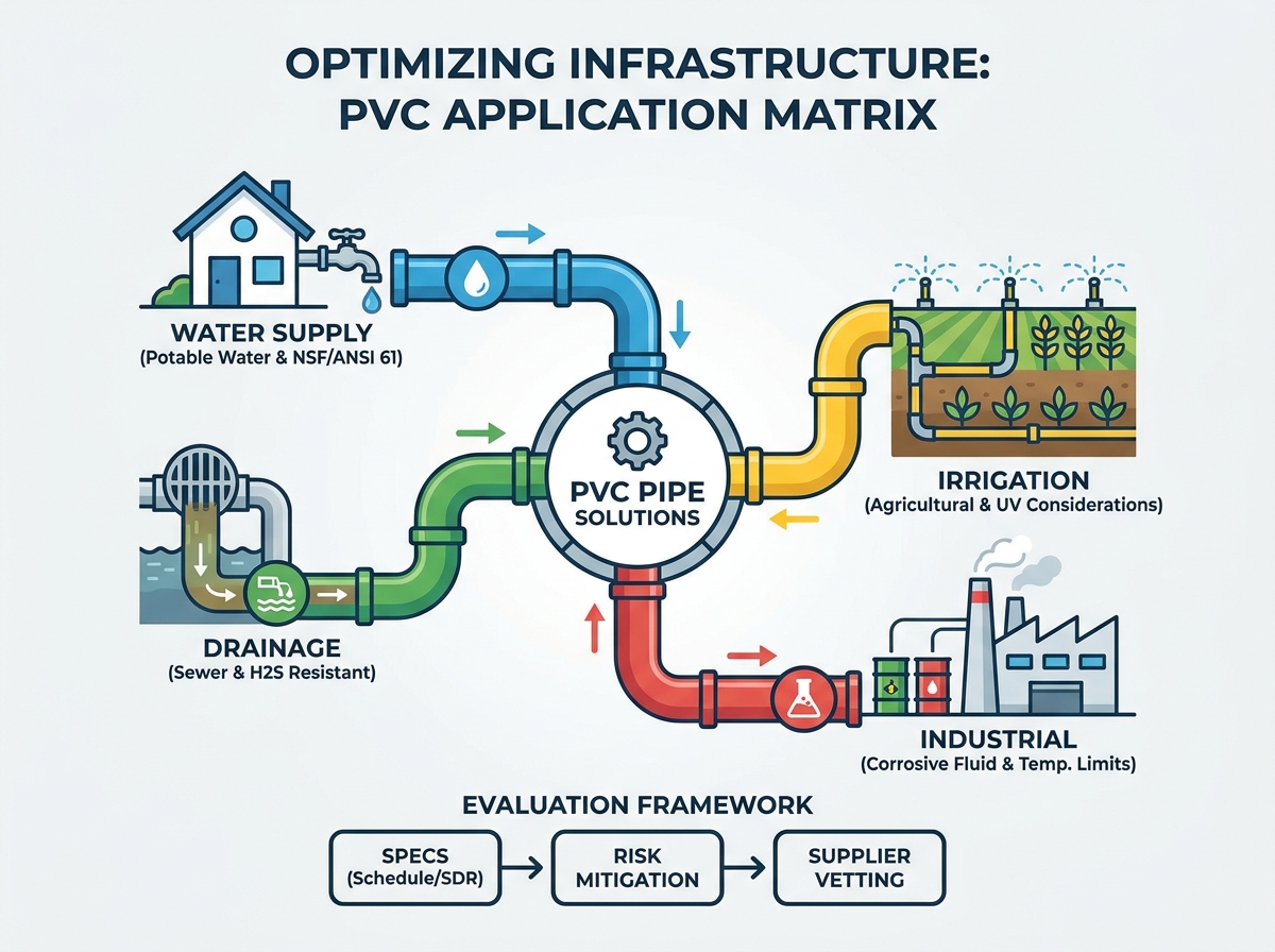 Industrial and municipal PVC pipe installation